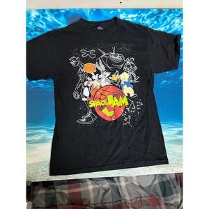 ☀️Space Jam Looney Tunes Graphic T-Shirt Mens Medium Black Bugs Bunny Daffy Duck